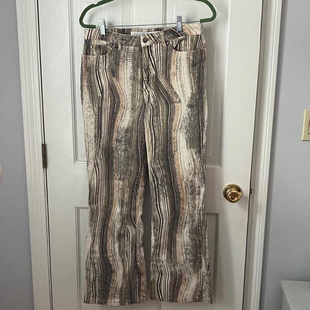 Escada Sport vintage designer earth tones slight flare wavy stripe jeans 10 (40)
